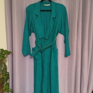 Vintage Michelle Stuart Teal Green Dress With Pockets And Belt